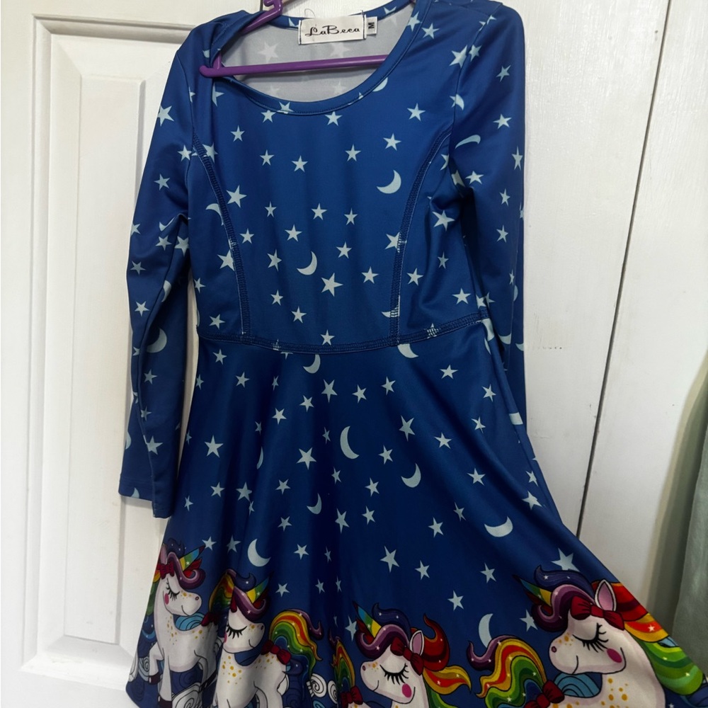 Blue Unicorn Starry Kids Dress